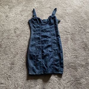 Guess Blue Sweetheart Neck Sheath Mini Dress